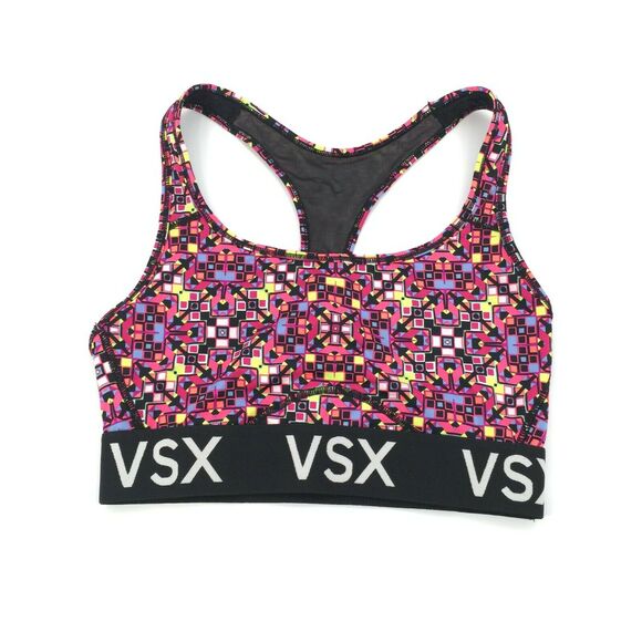 Victoria's Secret Sport VSX Sports Bra Size Small Womens Neon Black Geometric VS - Picture 1 of 6